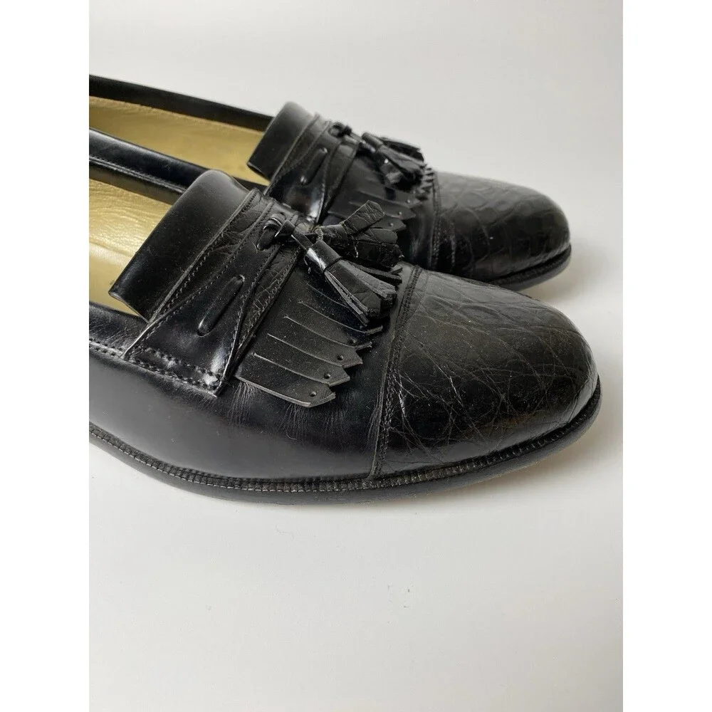 Neiman Marcus Men’s Black Leather Tassel Slip On Shoes 8.5 M